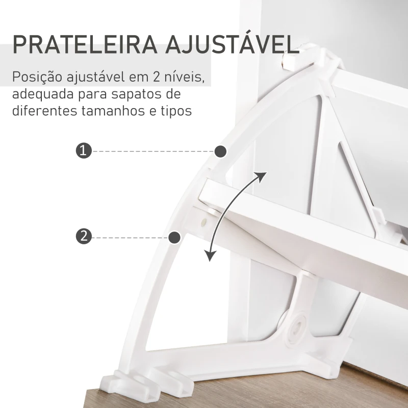 HOMCOM Sapateira de 2 Portas Sapateira Estreito para 12 Pares de Sapatos com Gaveta e Bancada de Vidro  60x24x105,5cm Branco