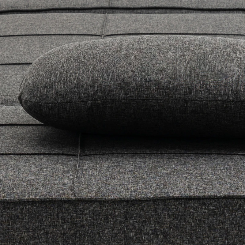 HOMCOM Canapea extensibilă de o persoană 3 în 1 cu Spătar Reglabil pe 5 Nivele și Pernă Suplimentară, 95x179x78 cm, Gri(m-8)