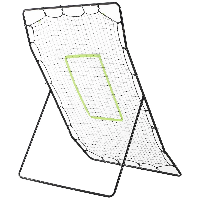HOMCOM Plasă Rebounder Pliabilă pentru Fotbal și Baseball cu 21 de Corzi și Zonă de Precizie, 123x90x174 cm, Negru