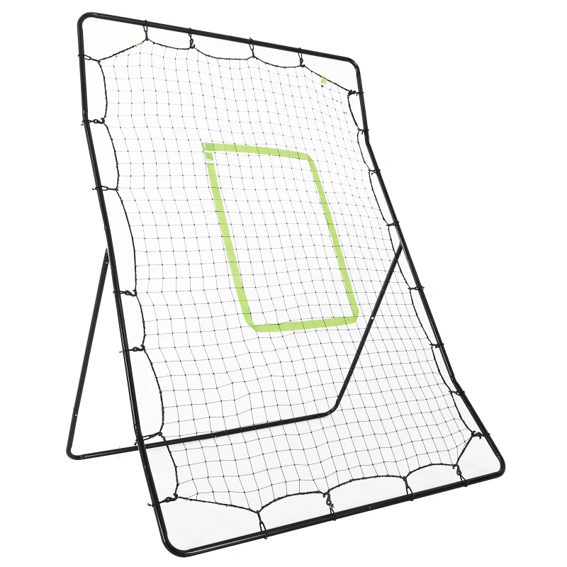 HOMCOM Plasă Rebounder Pliabilă pentru Fotbal și Baseball cu 21 de Corzi și Zonă de Precizie, 123x90x174 cm, Negru