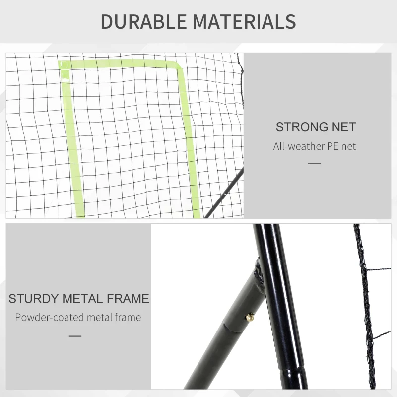 HOMCOM Plasă Rebounder Pliabilă pentru Fotbal și Baseball cu 21 de Corzi și Zonă de Precizie, 123x90x174 cm, Negru