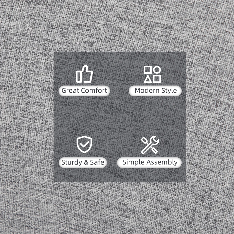 HOMCOM Fotoliu Modern cu Spătar și Brațe Capitonate, Fotoliu din Material Textil cu Efect de In, 57x56x72 cm, Gri Deschis