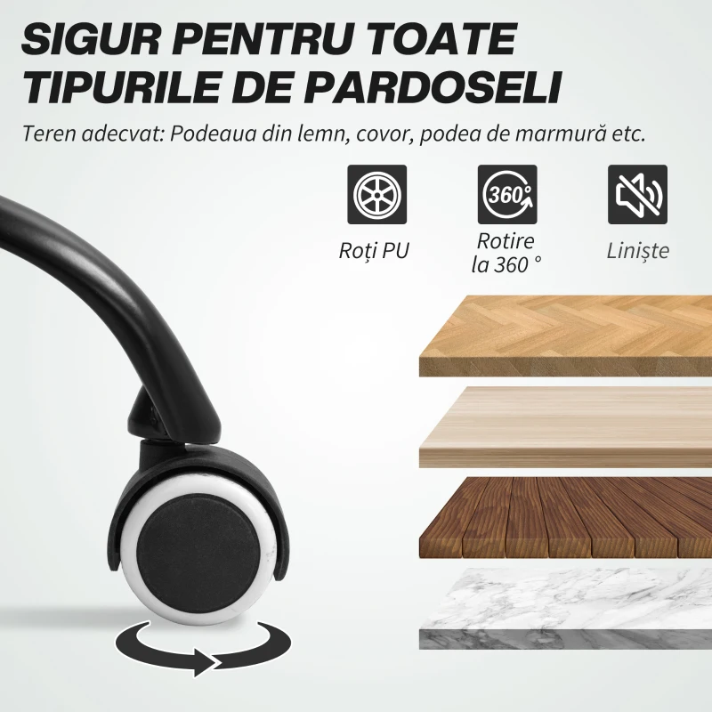 HOMCOM Scaun Ergonomic de Birou cu Funcție de Înclinare și Înălțime Reglabilă, 61x62x95-105 cm, Negru