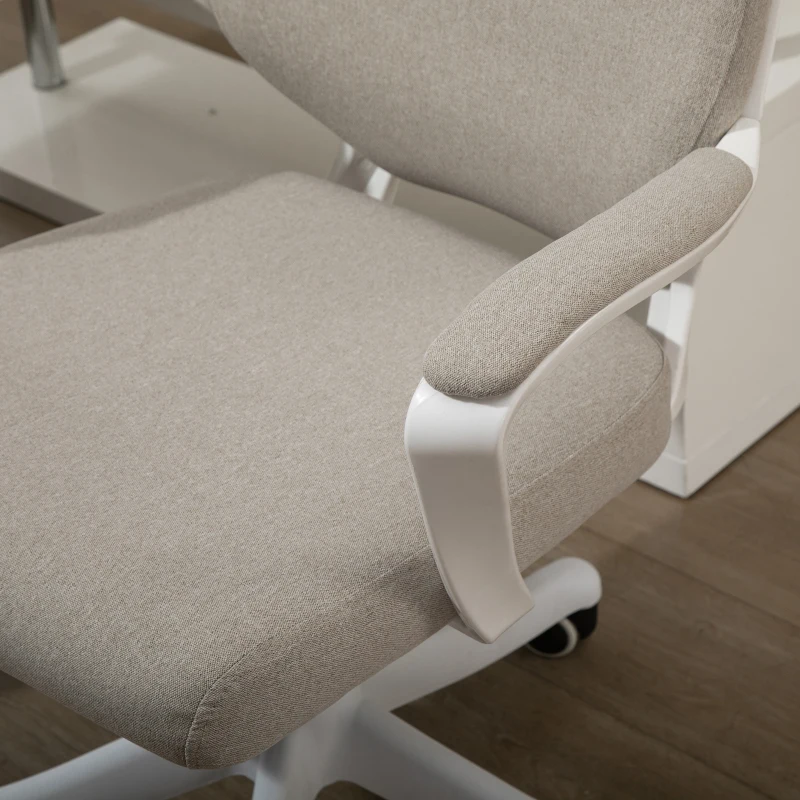 Vinsetto Scaun Birou Ergonomic cu Înălțime Reglabilă, Pivotant la 360° și Legănare, 62x69x92-100 cm, Bej