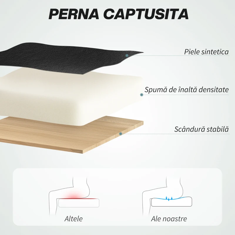HOMCOM Scaun Ergonomic de Birou cu Funcție de Înclinare și Înălțime Reglabilă, 61x62x95-105 cm, Negru