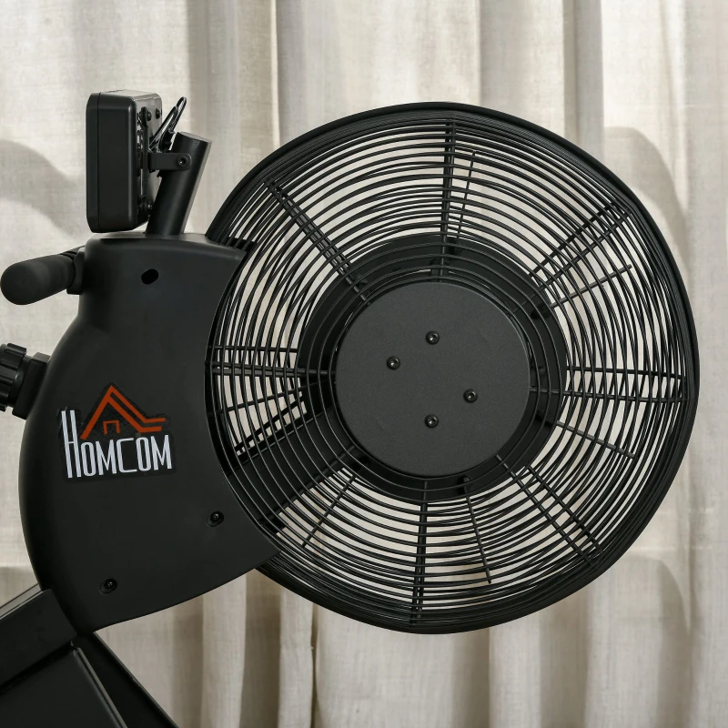 HOMCOM Roeimachine met 16 weerstandsniveaus inklapbaar op wieltjes 225 x 55 x 88cm Staal Zwart