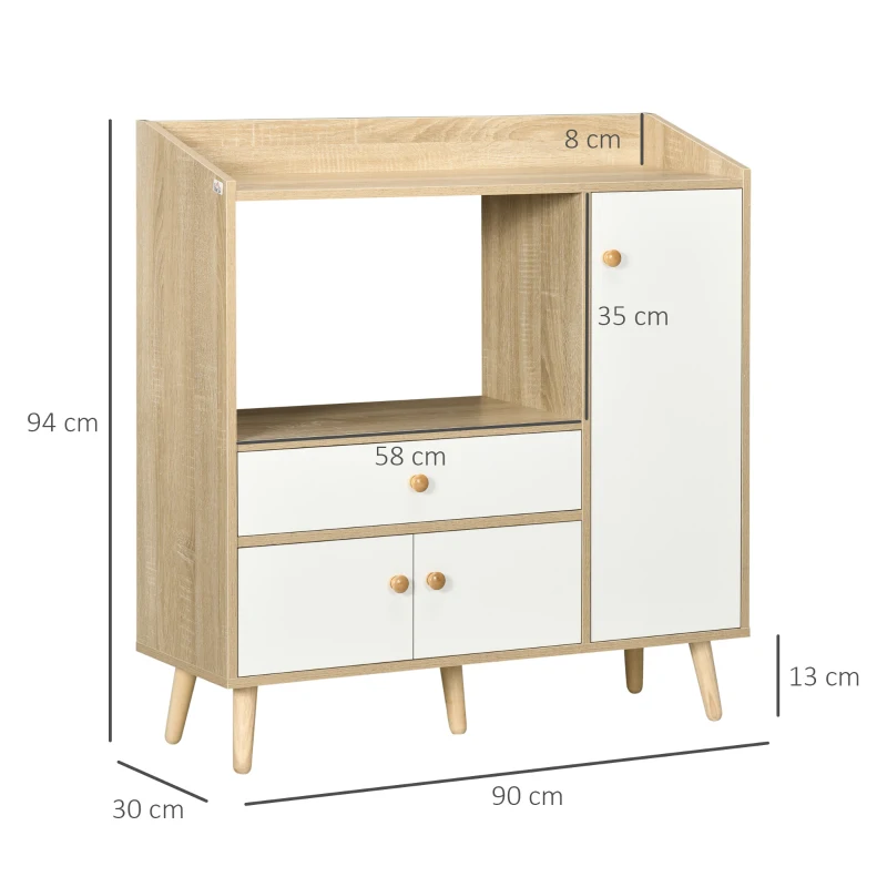 Homcom Dulap Bucatarie – Pentru Microunde cu Sertar & Rafturi Reglabile