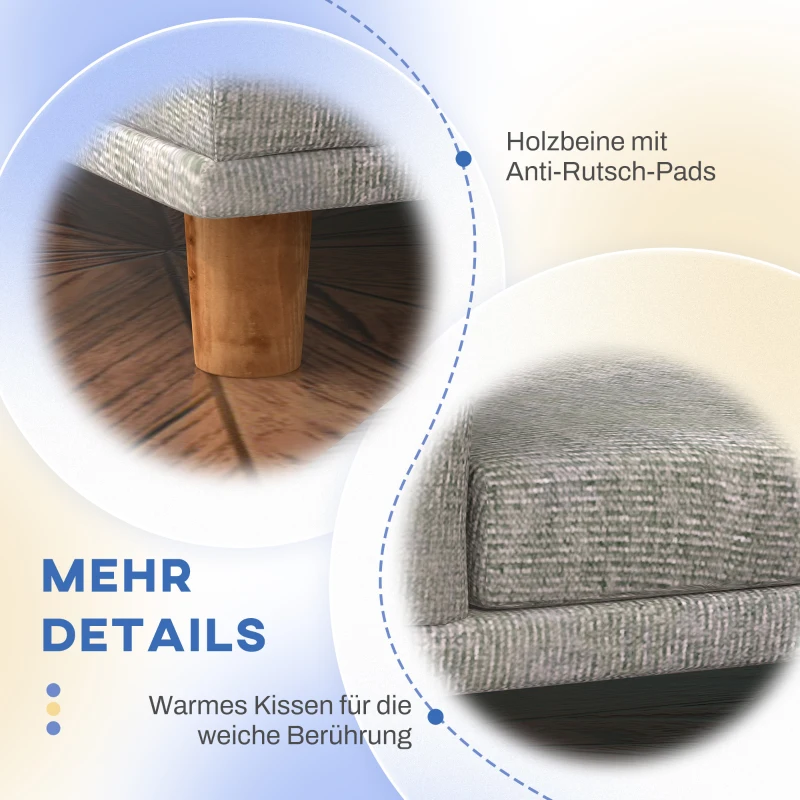 PawHut Hondensofa voor Grote Honden tot 30 kg, Gepolsterd, met Grenenhouten Poten, 98 x 67 x 25 cm, Grijs(m-6)