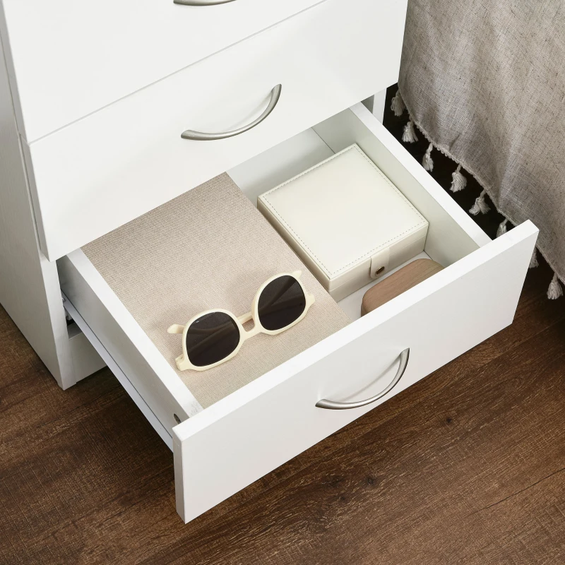 HOMCOM Mesa de Cabeceira Moderna Mesa de Cabeceira com 3 Gavetas e Puxadores de Alumínio para Dormitório 40x35x58 cm Branco