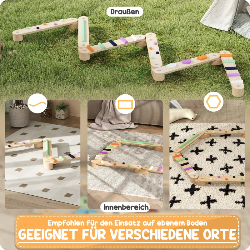 AIYAPLAY Houten Balansbalk-Kinderset, voor Kinderen van 3-8 Jaar, Dubbelzijdige Balansborden voor Speelse Coördinatie