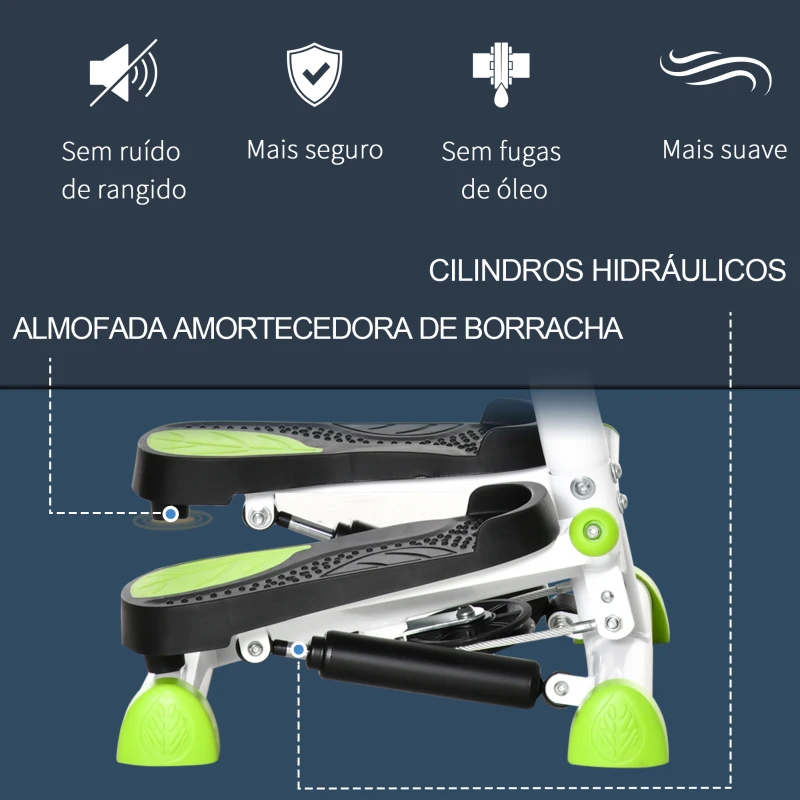 HOMCOM Máquina de Step Stepper Fitness em Casa com Tela LCD Alça e Pedais Antiderrapantes para Ginásio 55x44x108 cm Branco
