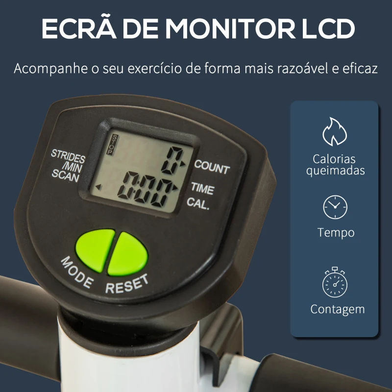 HOMCOM Máquina de Step Stepper Fitness em Casa com Tela LCD Alça e Pedais Antiderrapantes para Ginásio 55x44x108 cm Branco