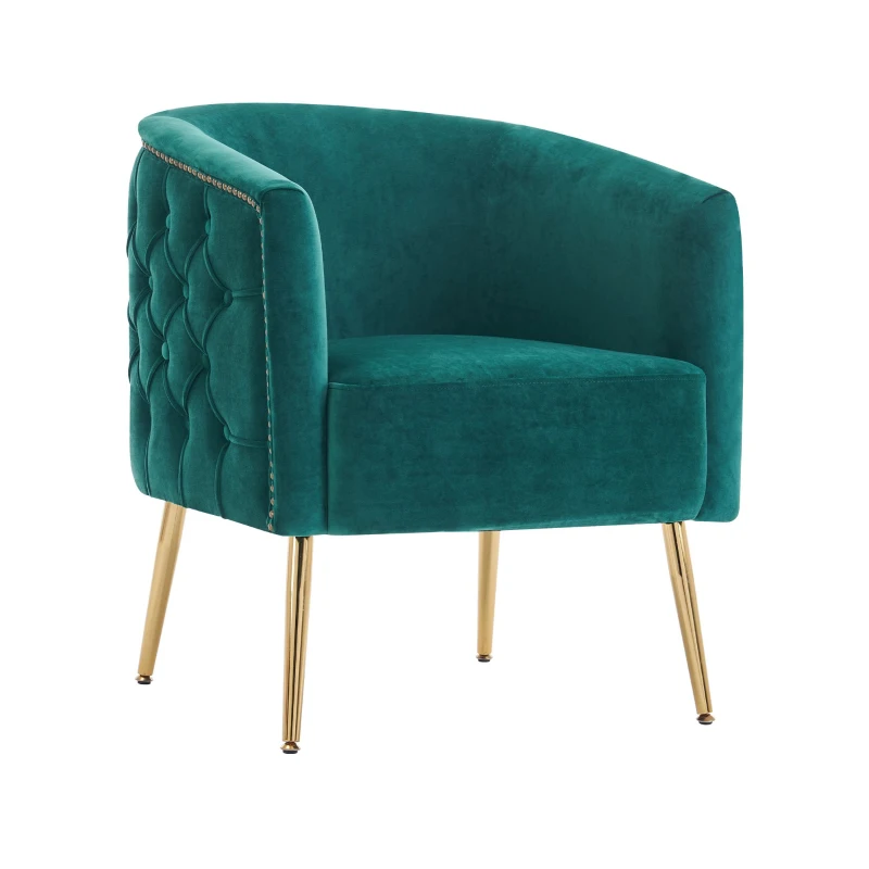 Chaise seau confortable avec décorations de boutons, Vert foncé