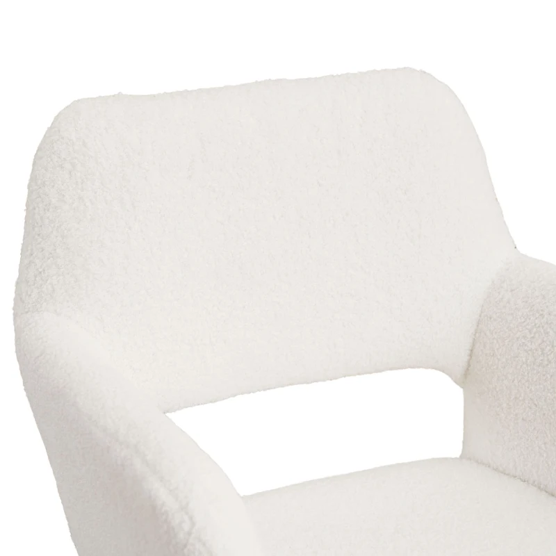 Stuhl in Samtoptik, ergonomisches Design, 58×56×80 cm, Weiß