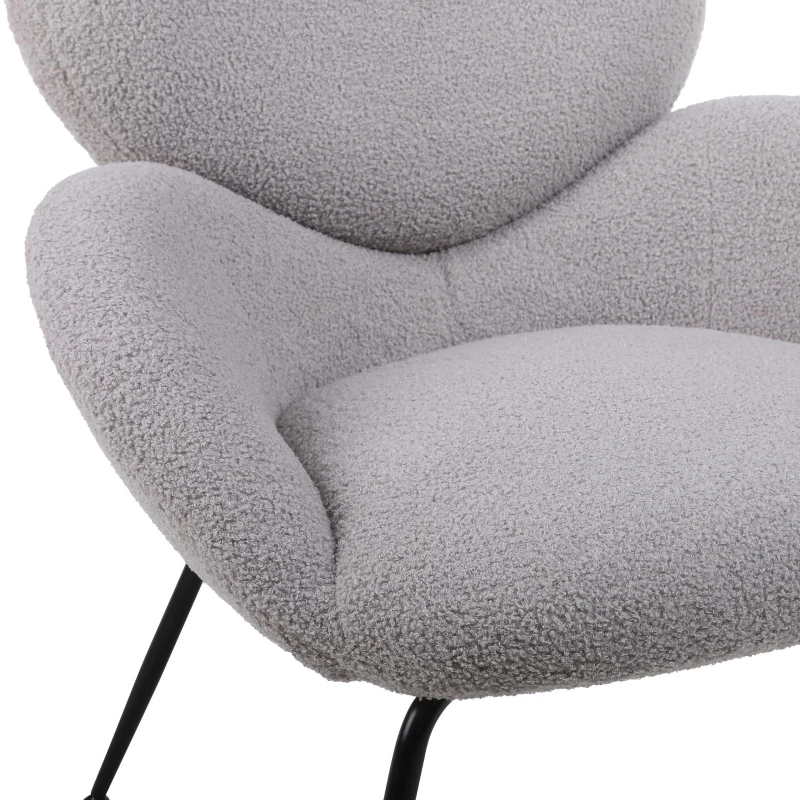 Ankleidestuhl mit samtartigem Bezug und Metallbeinen, moderner Freizeitstuhl für Wohnzimmer und Schlafzimmer, 74,1×77,9×81 cm, Grau