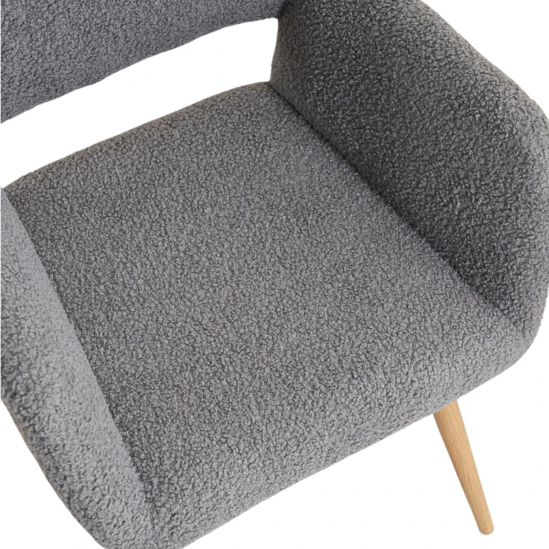 Chaise de maquillage en tissu Teddy velours, design ergonomique, montage facile, Gris foncé
