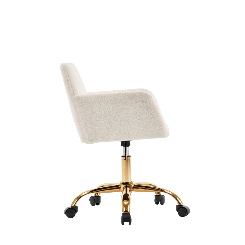 Chaise de relaxation pivotante, réglable en hauteur, en fourrure synthétique résistante à l'usure, Fauteuil de relaxation rembourrée, Blanc