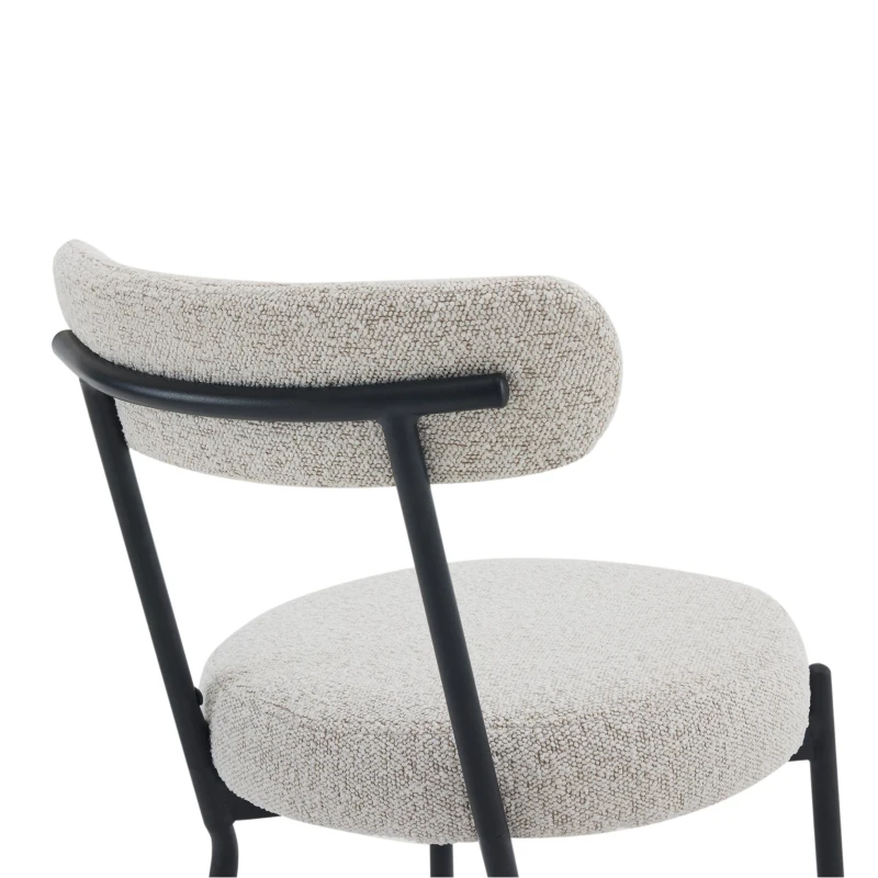Set of 6 Bar Stools with Back, Cushioned Seats, Steel Legs, Upholstered Kitchen Stools for Dining Room, Cafe, 41.5L x 48W x 92H cm, Cream White