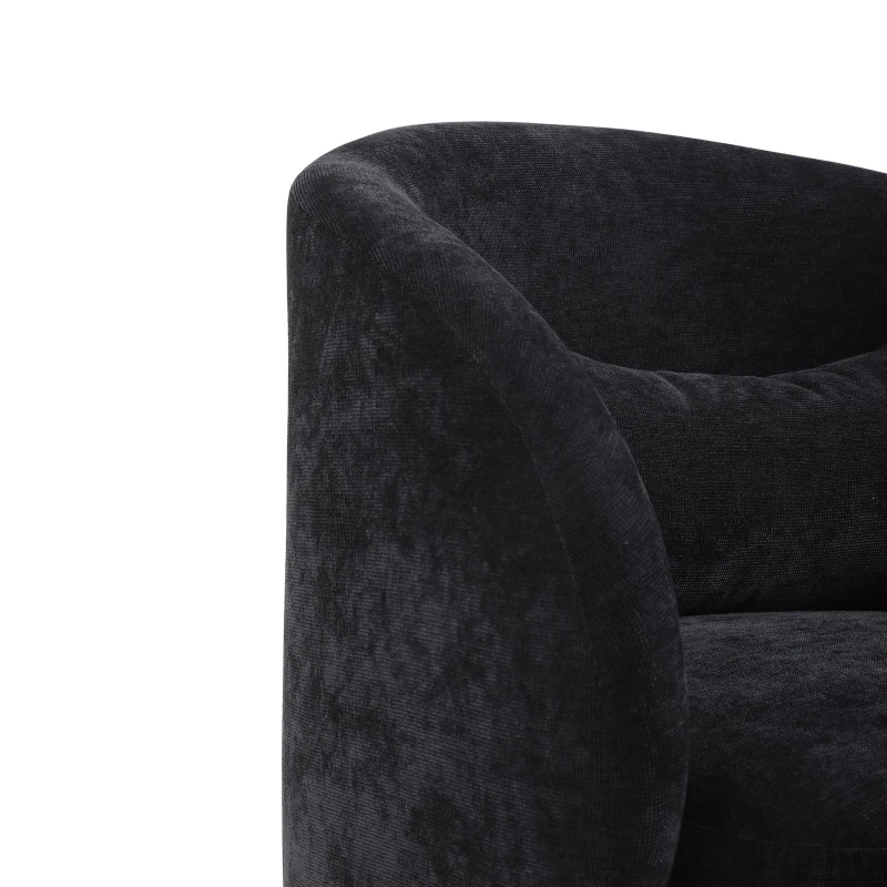 Chaises pivotantes modernes pour salon et chambre à coucher, base pivotante à 360°, coussin en tissu polyblend doux, montage facile, Noir