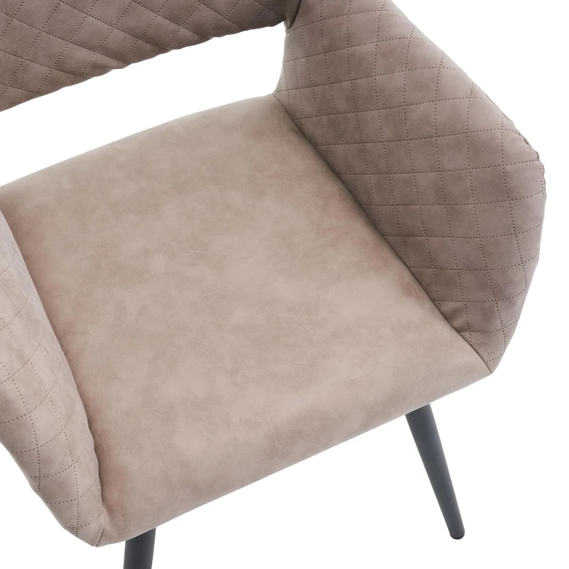 Set aus 2 ergonomischen Stühlen, mit Metallbeinen, für Wohnzimmer und Schlafzimmer, 58x56x80 cm, Khaki