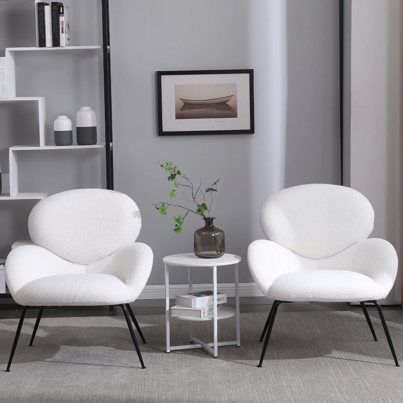 Ankleidestuhl mit samtartigem Bezug und Metallbeinen, moderner Freizeitstuhl für Wohnzimmer und Schlafzimmer, 74,1×77,9×81 cm, Weiß