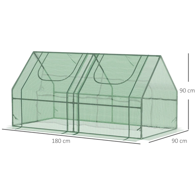 Outsunny Estufa Pequena Estufa de Exterior com Proteção Dupla Janelas Estufa para Cultivos de Plantas e Flores 180x90x90 cm Verde
