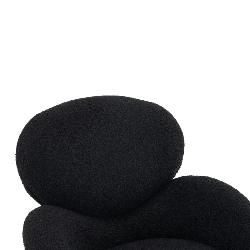 Ankleidestuhl mit samtartigem Bezug und Metallbeinen, moderner Freizeitstuhl für Wohnzimmer und Schlafzimmer, 74,1×77,9×81 cm, Schwarz