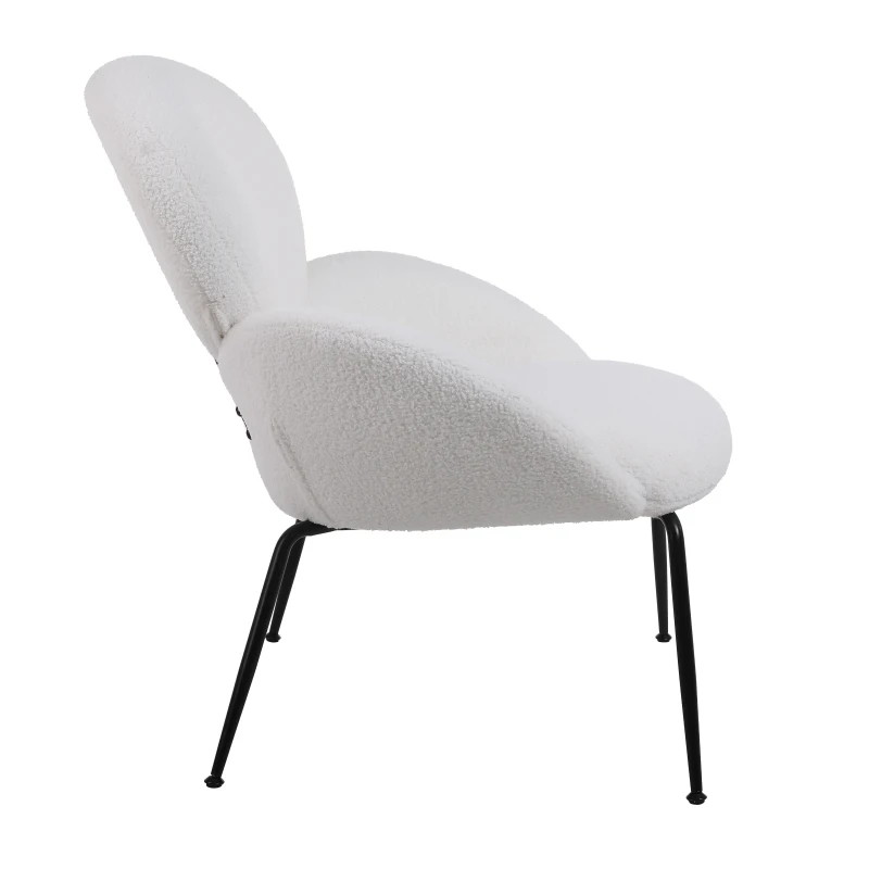 Ankleidestuhl mit samtartigem Bezug und Metallbeinen, moderner Freizeitstuhl für Wohnzimmer und Schlafzimmer, 74,1×77,9×81 cm, Weiß