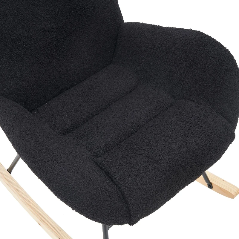 Fauteuil à bascule de loisirs avec dossiers ergonomiques et accoudoirs de soutien, en velours Teddy confortable, Gris