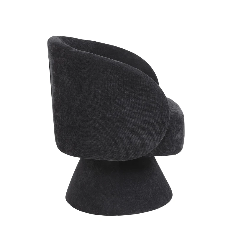 Chaises pivotantes modernes pour salon et chambre à coucher, base pivotante à 360°, coussin en tissu polyblend doux, montage facile, Noir