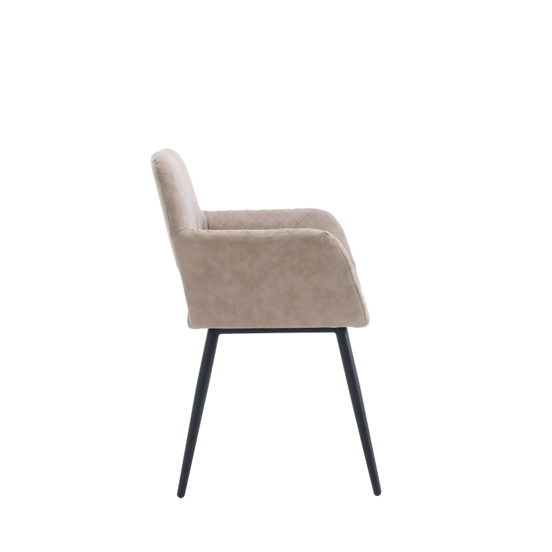 Set aus 2 ergonomischen Stühlen, mit Metallbeinen, für Wohnzimmer und Schlafzimmer, 58x56x80 cm, Khaki