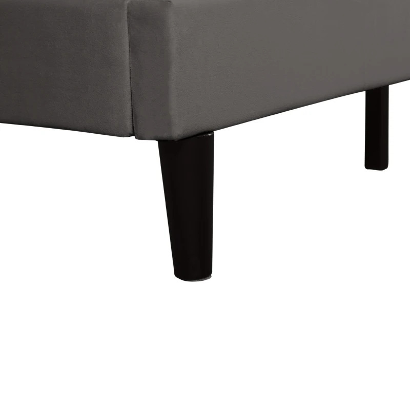 Headboard Adjustable Velvet Double Bed Base with Noise-Free Design, Double Wooden Bedframe for Bedroom, 194L x 140W x 110H cm, Grey