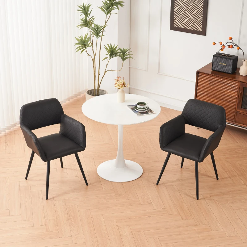 Set aus 2 ergonomischen Stühlen, mit Metallbeinen, für Wohnzimmer und Schlafzimmer, 58x56x80 cm, Schwarz