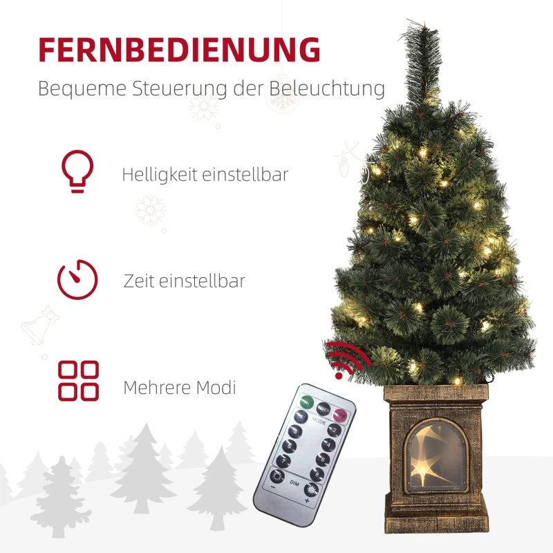 HOMCOM Kerstboom, levensecht uiterlijk, ingebouwde LED's, dimbaar, 8 modi, 45 x 90 cm, Groen