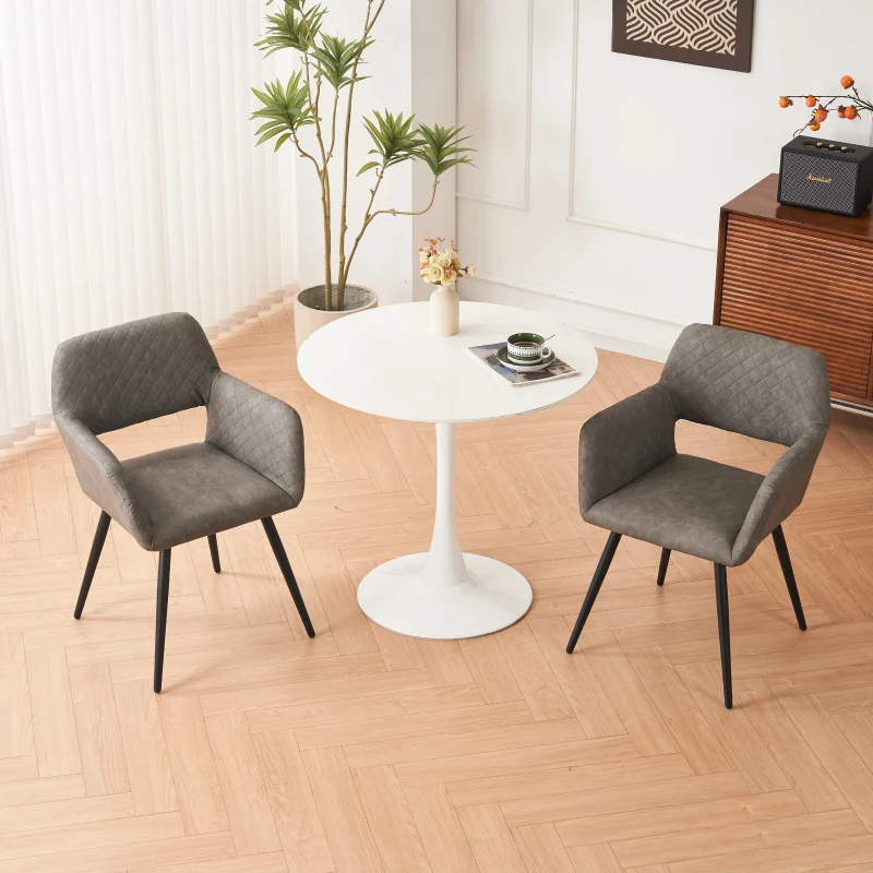 Set aus 2 ergonomischen Stühlen, mit Metallbeinen, für Wohnzimmer und Schlafzimmer, 58x56x80 cm, Dunkelgrau