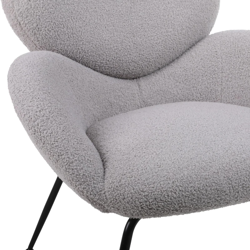 Ankleidestuhl mit samtartigem Bezug und Metallbeinen, moderner Freizeitstuhl für Wohnzimmer und Schlafzimmer, 74,1×77,9×81 cm, Grau