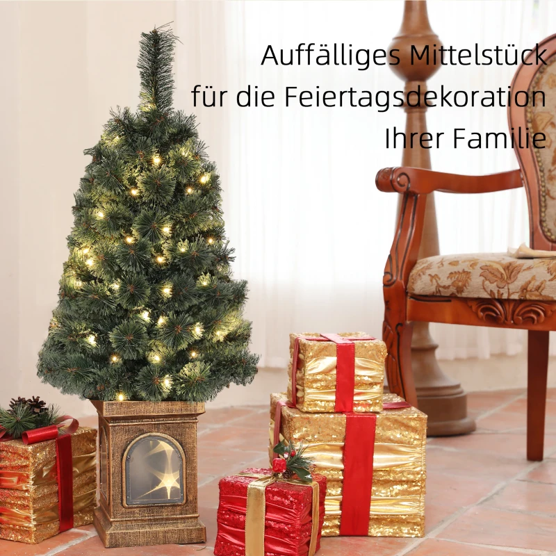 HOMCOM Kerstboom, levensecht uiterlijk, ingebouwde LED's, dimbaar, 8 modi, 45 x 90 cm, Groen