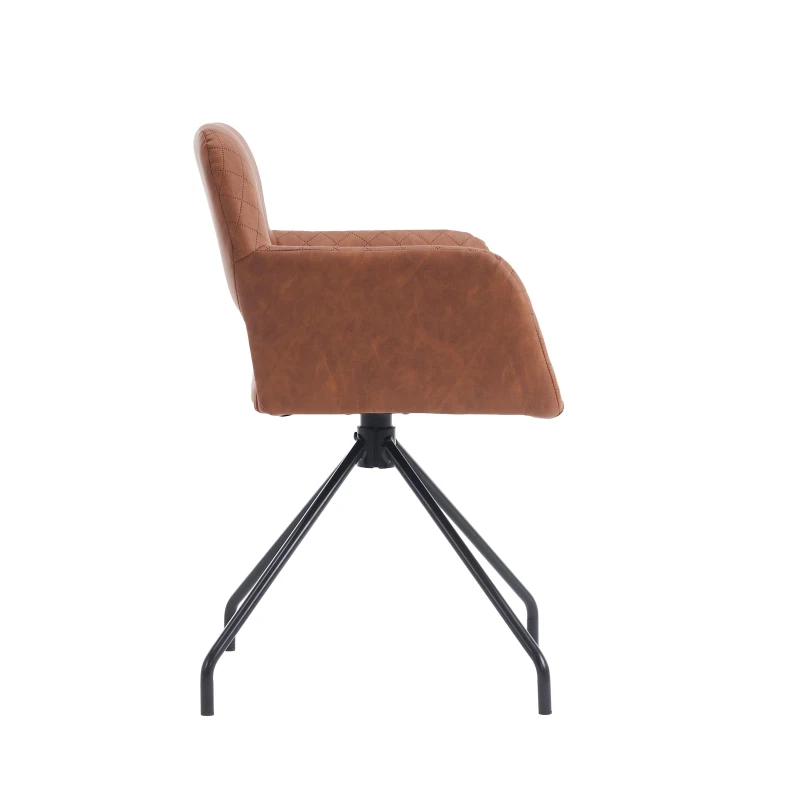 (Lot de 2) Chaise de maquillage ergonomique en simili cuir, chaise de salle à manger, fauteuil, facile à assembler, Marron