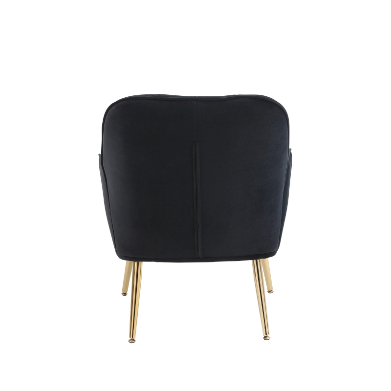 Freizeitstuhl mit Bezug in Samtoptik im 2er-Set, Ergonomisches Design, 64x72,8x77,9 cm, Schwarz