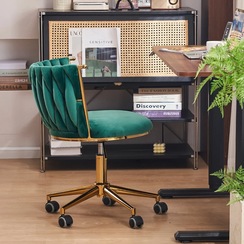 Moderner Homeoffice-Stuhl, Verstellbar und drehbar, Stabil und bequem, 54,1x57,9x77,9 cm, Grün