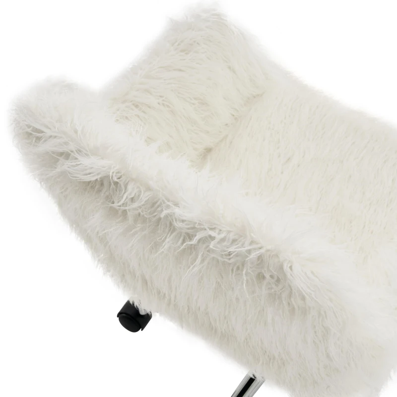 Verstellbarer Arbeitsstuhl mit Drehfunktion, verschleißfestes Kunstpelzkissen, ergonomisches Design, 55,88×55,11×83,82 cm, Weiß