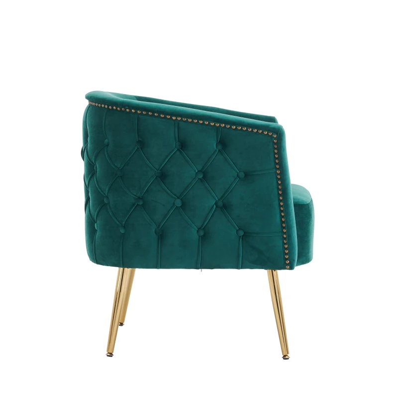 Chaise seau confortable avec décorations de boutons, Vert foncé