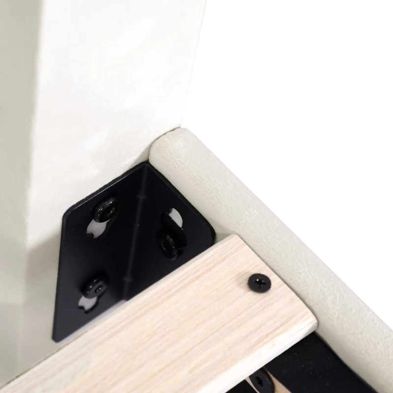 3FT Single Upholstered Velvet Bed Frame with Adjustable Petal Headboard, No Box Spring Needed, Easy Assembly, 194L x 107W x 107H cm, Beige