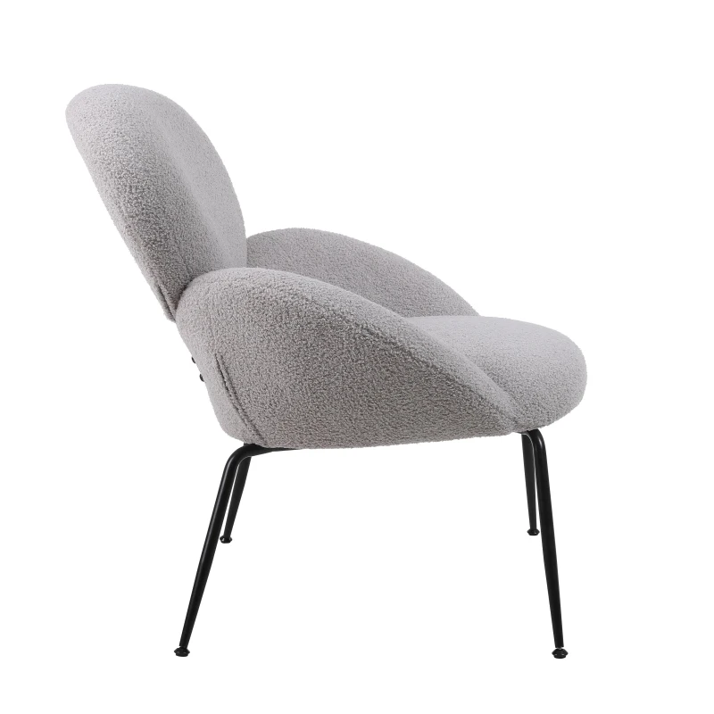 Ankleidestuhl mit samtartigem Bezug und Metallbeinen, moderner Freizeitstuhl für Wohnzimmer und Schlafzimmer, 74,1×77,9×81 cm, Grau