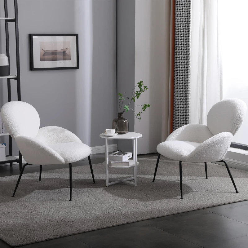 Ankleidestuhl mit samtartigem Bezug und Metallbeinen, moderner Freizeitstuhl für Wohnzimmer und Schlafzimmer, 74,1×77,9×81 cm, Weiß