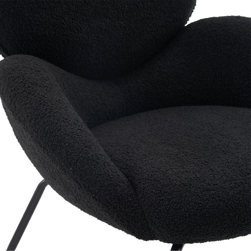 Ankleidestuhl mit samtartigem Bezug und Metallbeinen, moderner Freizeitstuhl für Wohnzimmer und Schlafzimmer, 74,1×77,9×81 cm, Schwarz