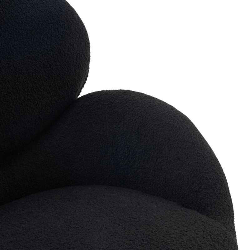 Ankleidestuhl mit samtartigem Bezug und Metallbeinen, moderner Freizeitstuhl für Wohnzimmer und Schlafzimmer, 74,1×77,9×81 cm, Schwarz