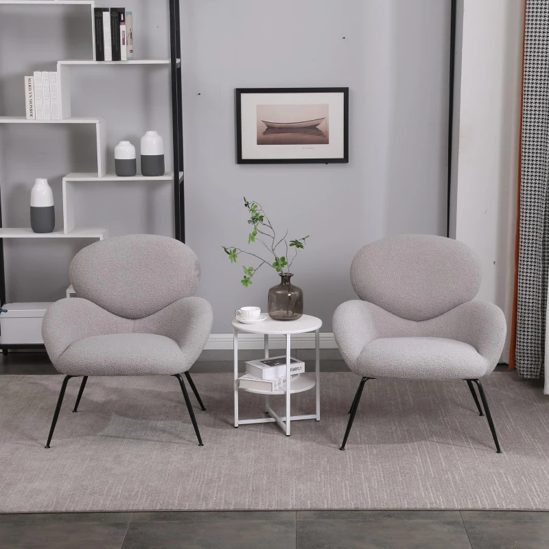 Teddy Chaise de Dressing avec Pieds en Métal, Tissu Doux Rembourré, Accoudoir Caractéristique, Chaise de Loisirs Moderne pour Salon et Chambre, Gris