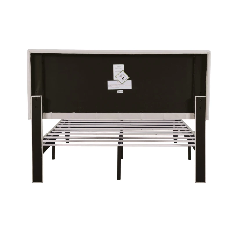 Double Upholstered Velvet Bed Frame with Adjustable Headboard, Solid Wood Slats, Noise-Free Design, 194L x 140W x 110H cm, Beige