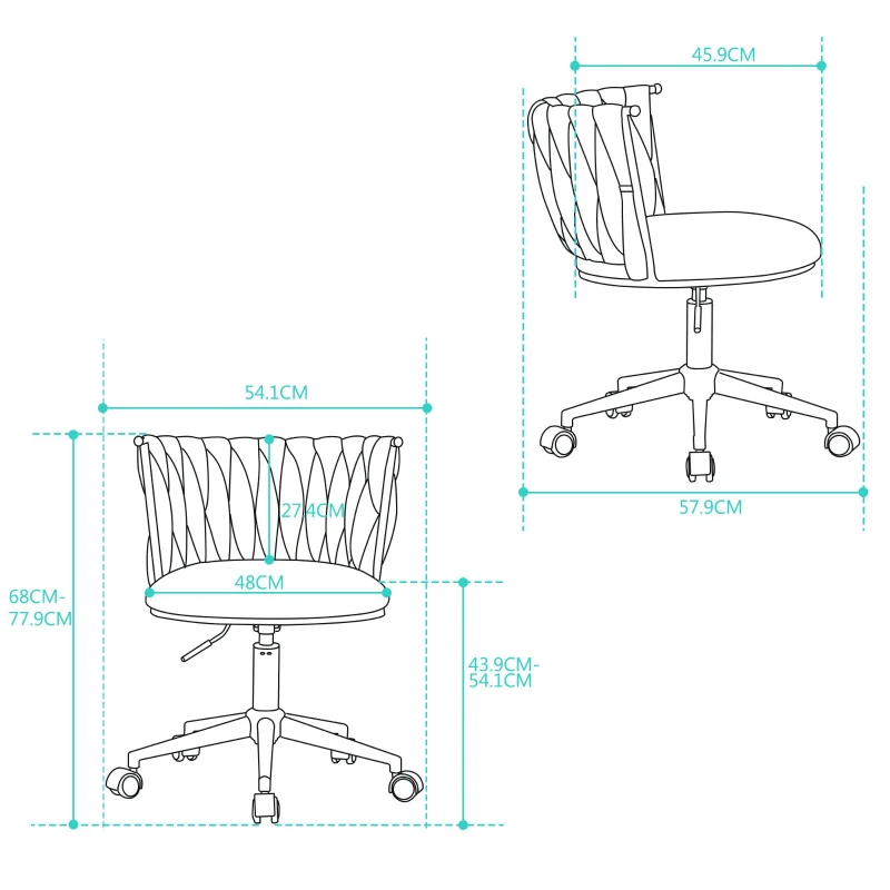 Moderner Homeoffice-Stuhl, Verstellbar und drehbar, Stabil und bequem, 54,1x57,9x77,9 cm, Beige